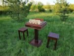 Chess Set: Chess Table "Battle for Kings" with 2 Drawers + 2 stools + pieces "Knights" & "Cossacks" - Image 8