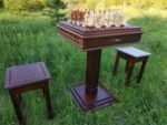 Chess Set: Chess Table "Battle for Kings" with 2 Drawers + 2 stools + pieces "Knights" & "Cossacks" - Image 3