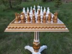 Chess Set: Chess Table "Gold of Kings" with super glossy finish + glossy pieces "Elite"
