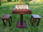 Chess Set: Chess Table "Battle for Kings" with 2 Drawers + 2 stools + pieces "Knights" & "Cossacks"