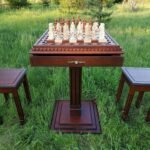 Chess Set: Chess Table "Battle for Kings" with 2 Drawers + 2 stools + pieces "Knights" & "Cossacks"