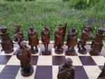 Chess Set: Chess Table "The Art of a Winner" with 2 Drawers and Cells + 2 stools + pieces "Knights" - Image 7