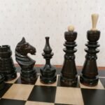 Wooden Chess pieces "Classic Luxe" Black | Beige, Super glossy