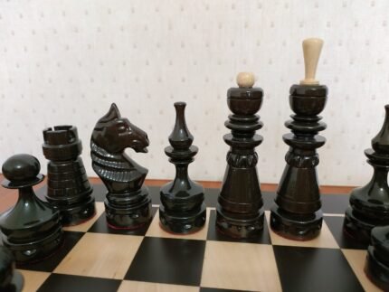 Wooden Chess pieces "Classic Luxe" Black | Beige Super glossy