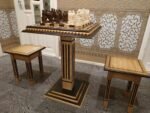 Chess Set: Chess Table "Bright Victory" + 2 stools + chess pieces "Knights"
