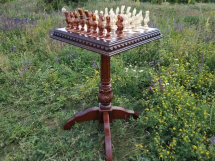 Chess Set: Chess Board "Classic Luxury" + chess pieces "Pharaoh of Ancient Egypt"