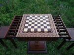 Chess Set: Chess Table "The Art of a Winner" with 2 Drawers and Cells + 2 stools + pieces "Knights" - Image 9