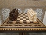 Wooden Chess set: Chess Board "Bright Victory" Decorated with beads + pieces "Knights" - Image 7
