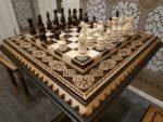 Wooden Chess set: Chess Board "Bright Victory" Decorated with beads + pieces "Elite" - Image 2