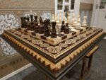 Premium wooden chess set with polished board and pieces