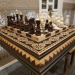 Premium wooden chess set with polished board and pieces