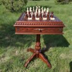 Chess Set: Chess table "Battle Pleasure" with 2 Drawers + pieces "Elite"