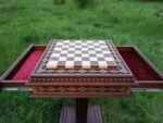 Chess Table "Battle for Kings" with 2 drawers, Decorated with beads - Image 9