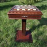 Chess Table "Battle for Kings" with 2 drawers, Decorated with beads