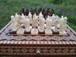 Chess Set: Chess Table "The Art of a Winner" with 2 Drawers and Cells + chess pieces "Knights" - Image 6