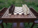 Chess Set: Chess Table "The Art of a Winner" with 2 Drawers and Cells + chess pieces "Knights" - Image 9