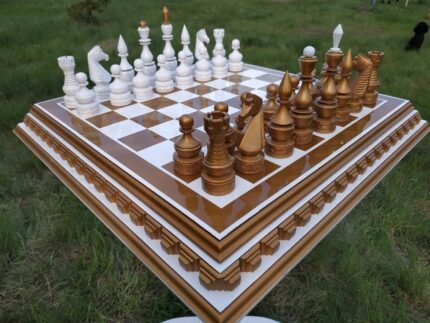 Wooden Chess Set: Board "Gold of Kings" + chess pieces "Elite" Super Glossy finish