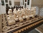 Wooden Chess set: Chess Board "Bright Victory" Decorated with beads + pieces "Knights" - Image 2