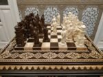 Wooden Chess set: Chess Board "Bright Victory" Decorated with beads + pieces "Knights" - Image 5