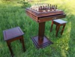 Chess Set: Chess Table "Battle for Kings" with 2 Drawers + 2 stools + pieces "Elite" - Image 2