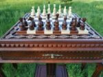 Chess Set: Chess Table "Battle for Kings" with 2 Drawers + 2 stools + pieces "Elite" - Image 6