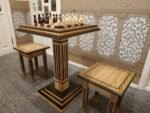 Chess Set: Chess Table "Bright Victory" decorated with beads + 2 stools + chess pieces "Elite" - Image 9
