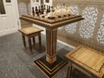Chess Set: Chess Table "Bright Victory" decorated with beads + 2 stools + chess pieces "Elite" - Image 2