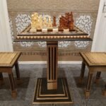 Chess Set: Chess Table "Bright Victory" + 2 stools + chess pieces "Game of Thrones" & "Knights"