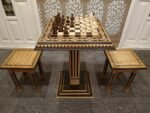 Chess set "Bright Victory" from solid ash wood, wooden board/table furniture, stools, chess pieces handmade modern Wedding Anniversary gift - Image 2