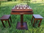 Chess Set: Chess Table "Battle for Kings" with 2 Drawers + 2 stools + pieces "Elite"