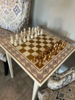 Wooden Chess set "Ivory & Gold": Chess Table + chess pieces "Elite" - Image 2