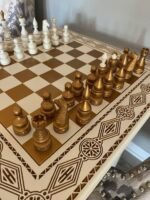 Wooden Chess set "Ivory & Gold": Chess Table + chess pieces "Elite" - Image 3