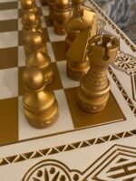 Wooden Chess set "Ivory & Gold": Chess Table + chess pieces "Elite" - Image 4