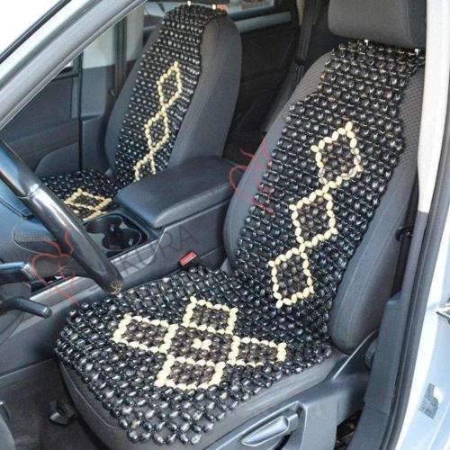Wooden car seat cover with beads for massage and comfort