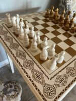 Wooden Chess set "Ivory & Gold": Chess Table + chess pieces "Elite" - Image 6