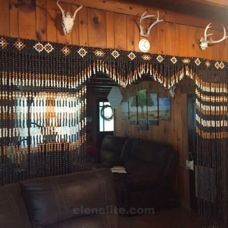 wood bead curtain divider for boho home