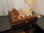 Wooden Chess Set: Chess Board with Storage + chess pieces "Battle of Thrones" - Image 9
