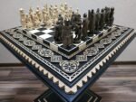 Chess set: Chess Board "Bright Victory" Decorated with beads + pieces "Knights" - Image 3