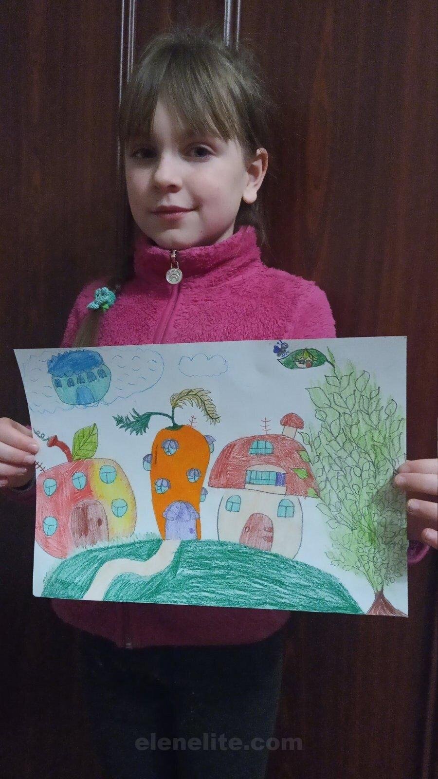 il_fullxfull.3777263346_rg6s.jpg Fantasy ukrainian children - vegetables-house. Set of 2 drawings, Red viburnum, flag of Ukraine, draws. Stop War. Art Painting JPG file - Image 1