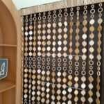 wooden curtain panel divider for living room design