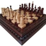 Premium wooden chess set with polished board and pieces