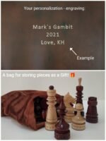 Glossy Cherry Chess Set: Chess Board "Leaves" + pieces "Classic Luxe" - Image 10