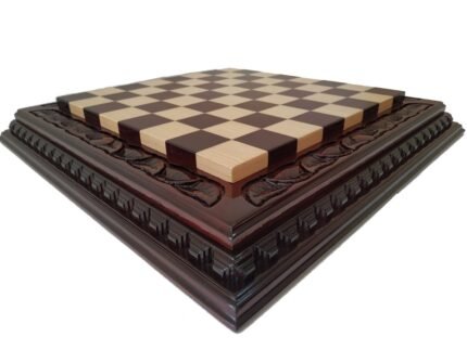 Wooden Chess Board "Leaves" Cherry wood, Super Glossy finish