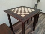 Wooden Chess set: Chess table “Waves of Aspiration” + 2 stools