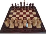 Glossy Cherry Chess Set: Chess Board "Leaves" + pieces "Classic Luxe" - Image 2