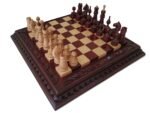 Glossy Cherry Chess Set: Chess Board "Leaves" + pieces "Classic Luxe" - Image 9