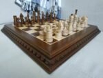 High-quality wooden chess board with classic piece set