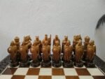 Wooden Chess set: Chess table "Waves of Aspiration" + chess pieces "Knights" Ombre color, super glossy - Image 5