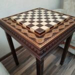 Wooden Chess Table "Royal Classic" decorated with beads