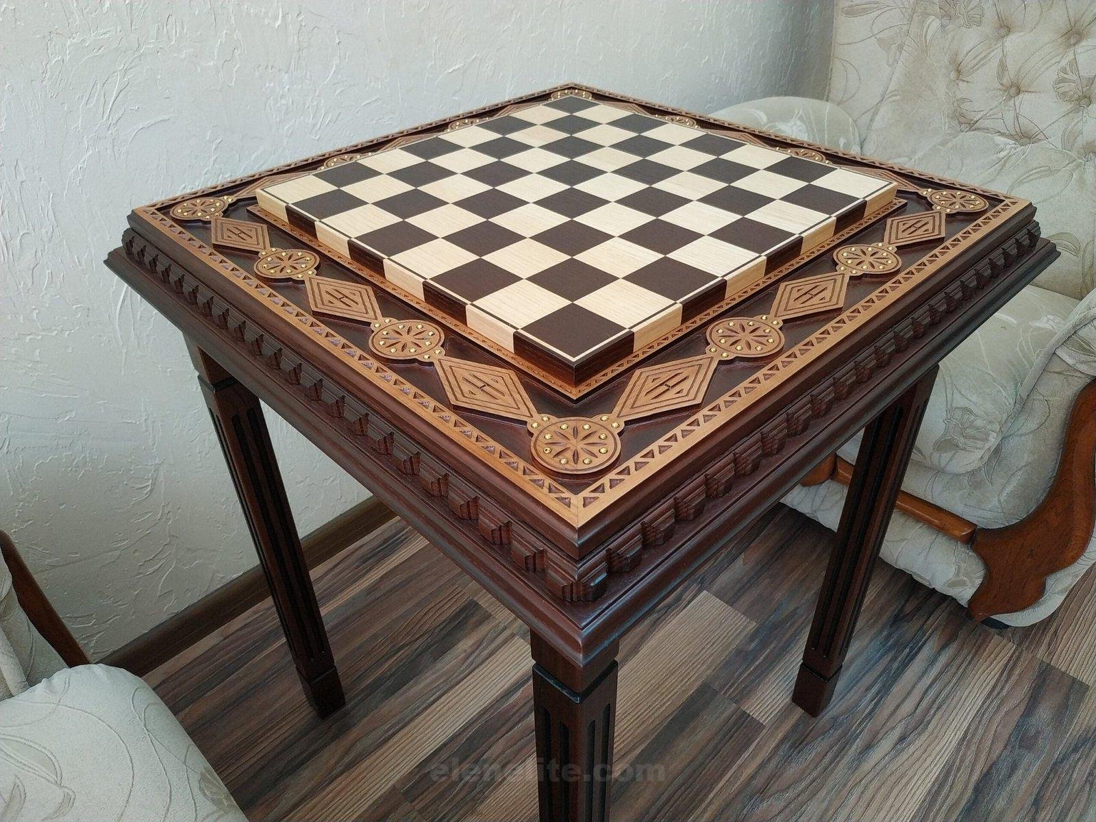 il_fullxfull.4180885822_88l0-scaled-1.jpg Wooden Chess Table "Royal Classic" decorated with beads - Image 1